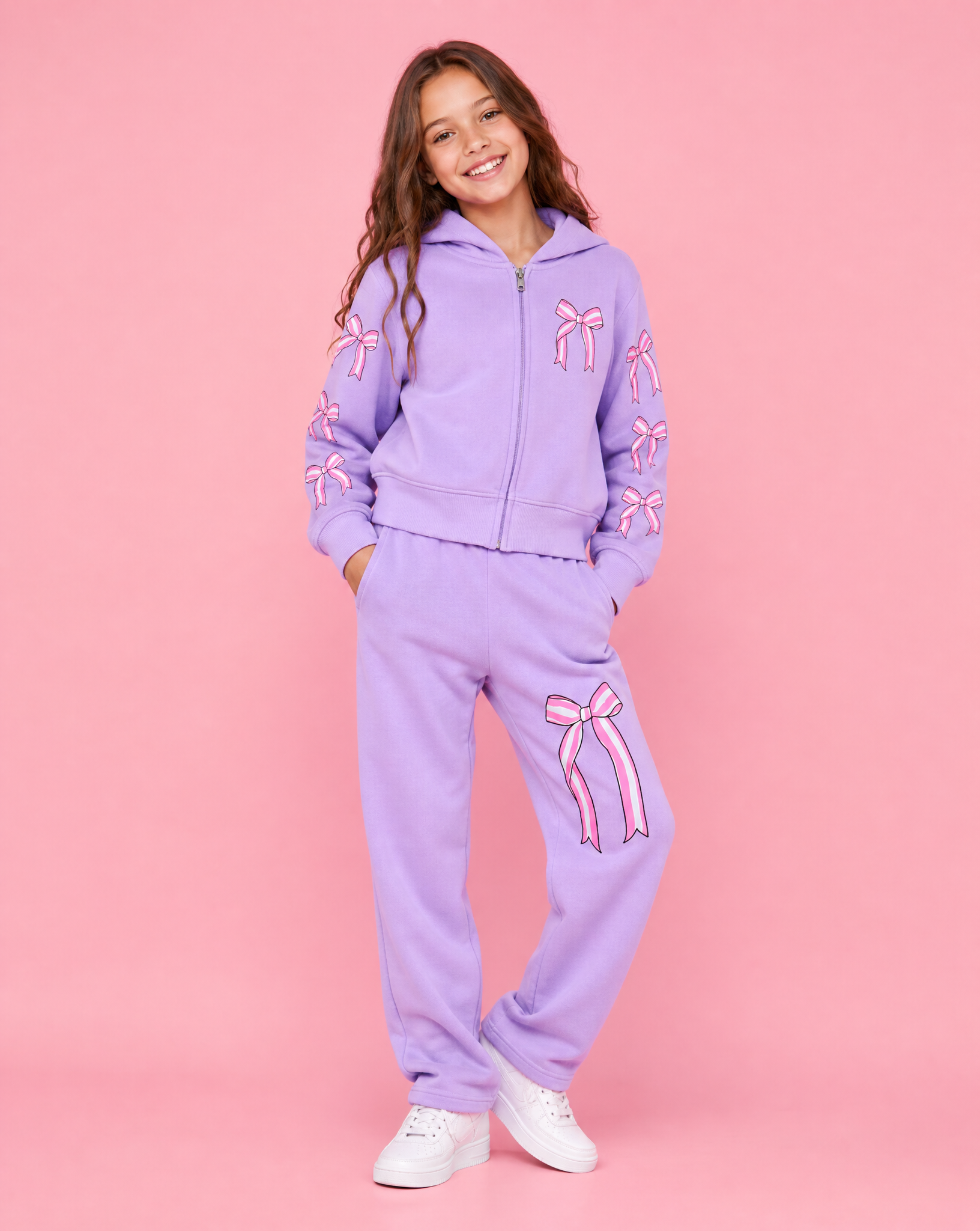 Pink Bow Grape Hoodie & Sweatpant Set