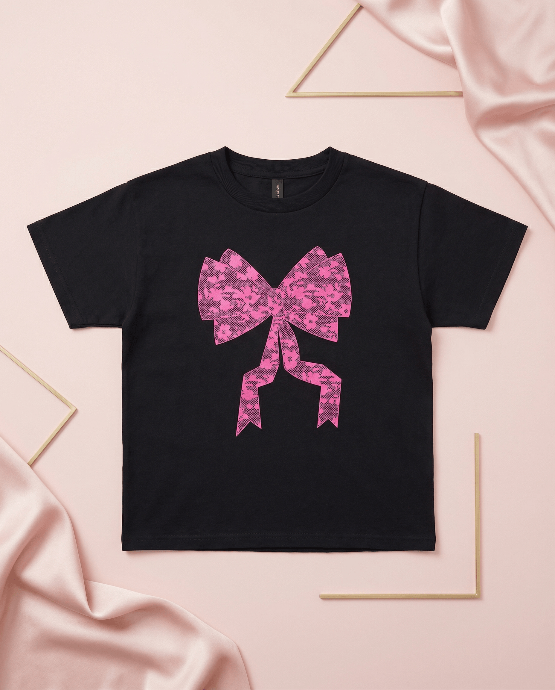 Pink Lace Bow Short Sleeve Tee - SoSo Dressed