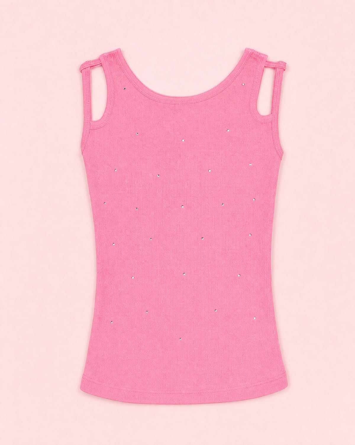 Hannah Banana Double Strap Rib Tank Rhinestones
