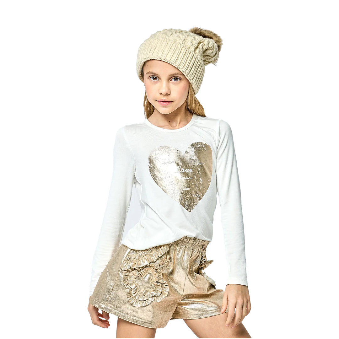 Hannah Banana Metallic Vegan Leather Shorts - Gold