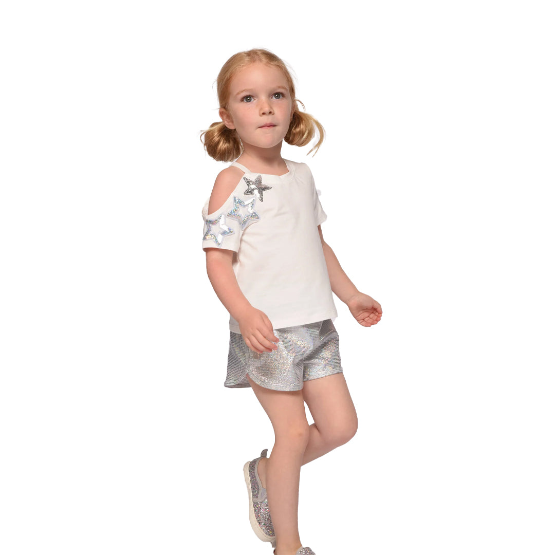 Hannah Banana Side Split Shorts Silver