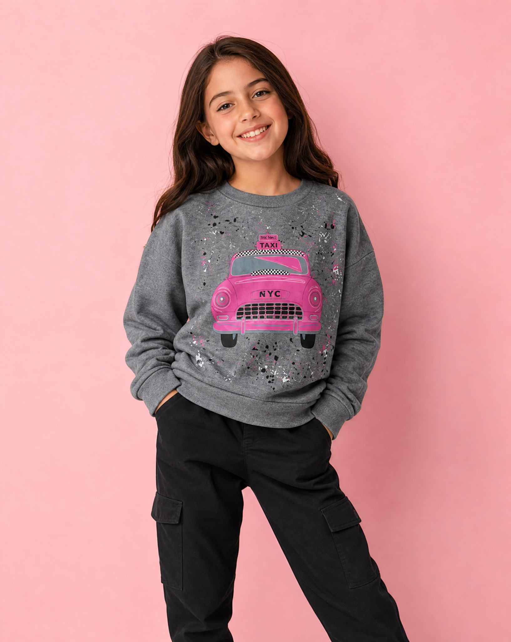 Girls Taxi Splatter Sweatshirt