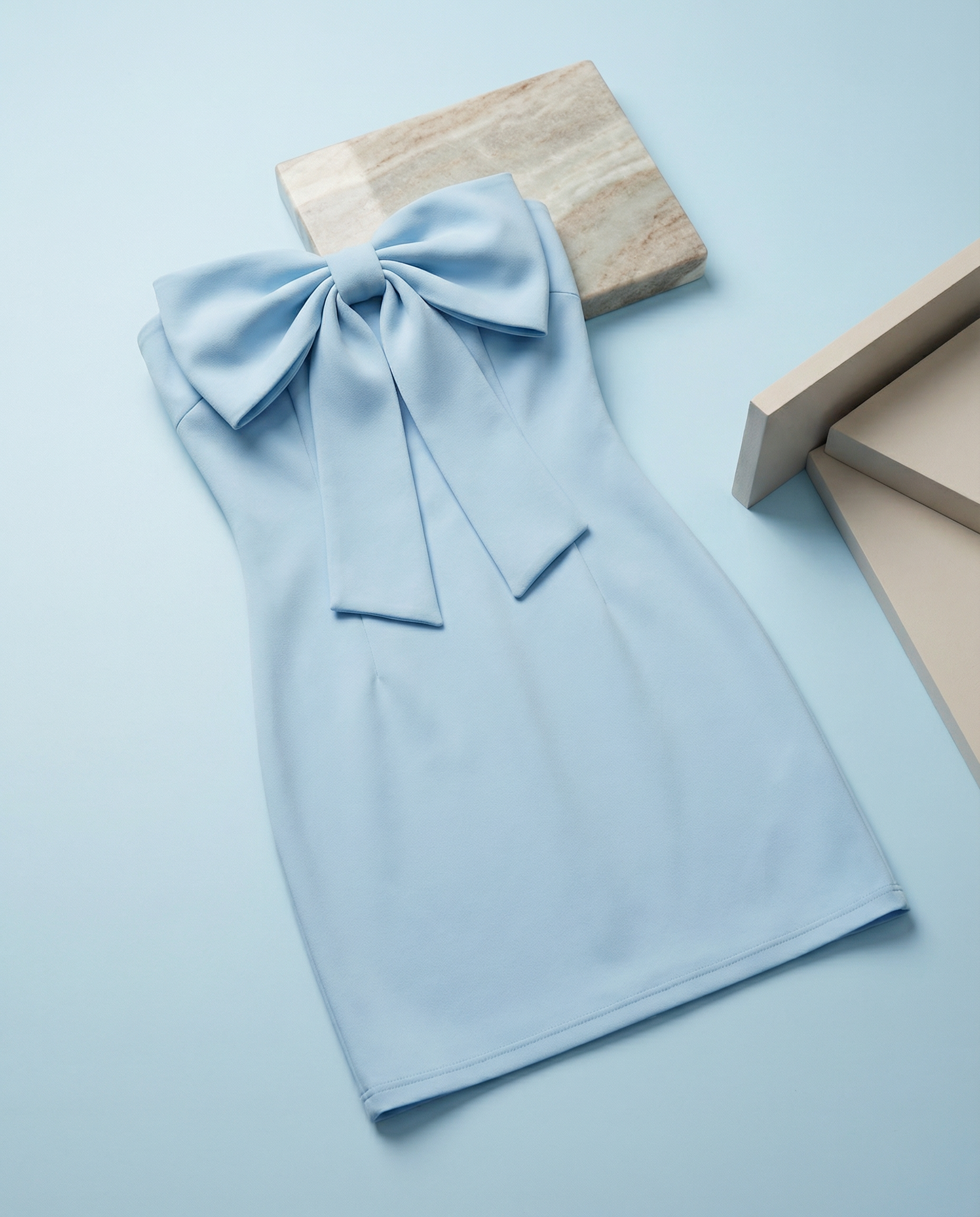 Teddi Bow Dress Sky Blue