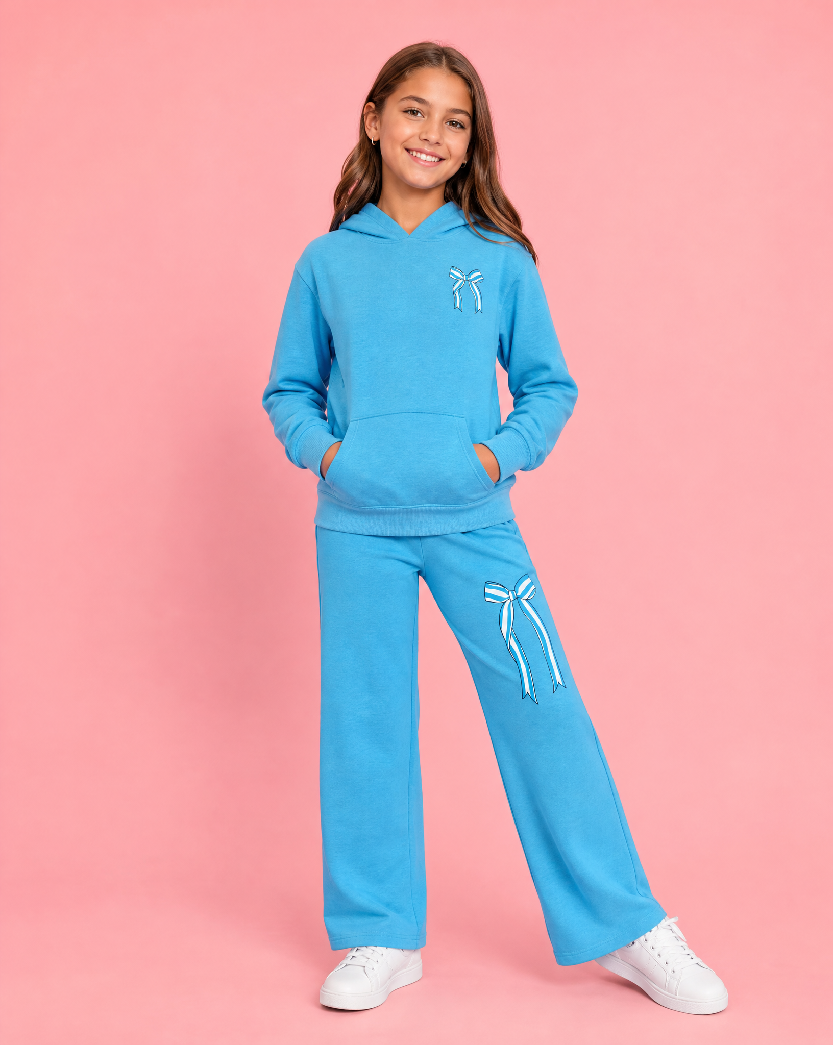 Turquoise Bow Hoodie & Sweatpant Set