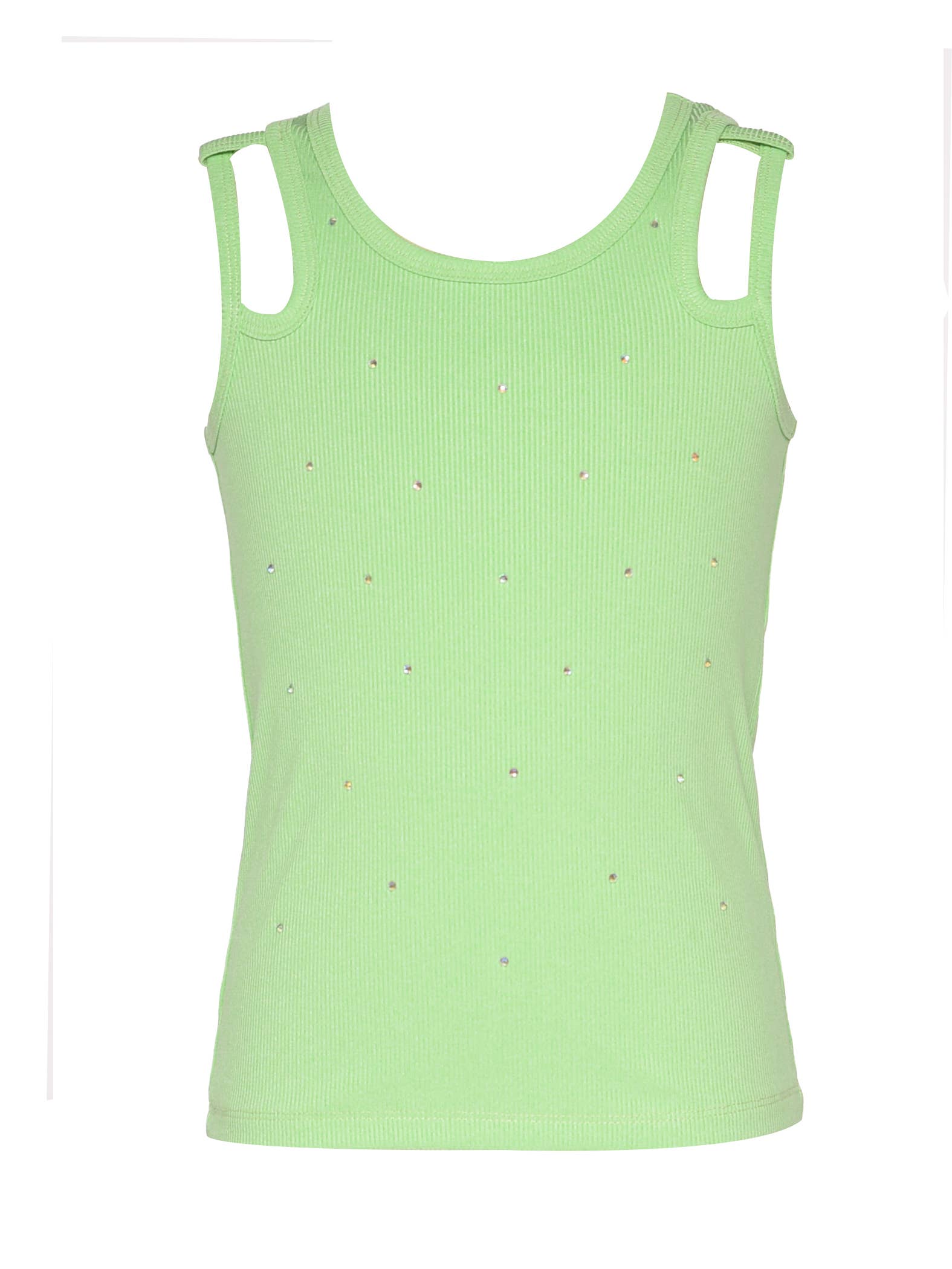 Hannah Banana Double Strap Rib Tank Rhinestones