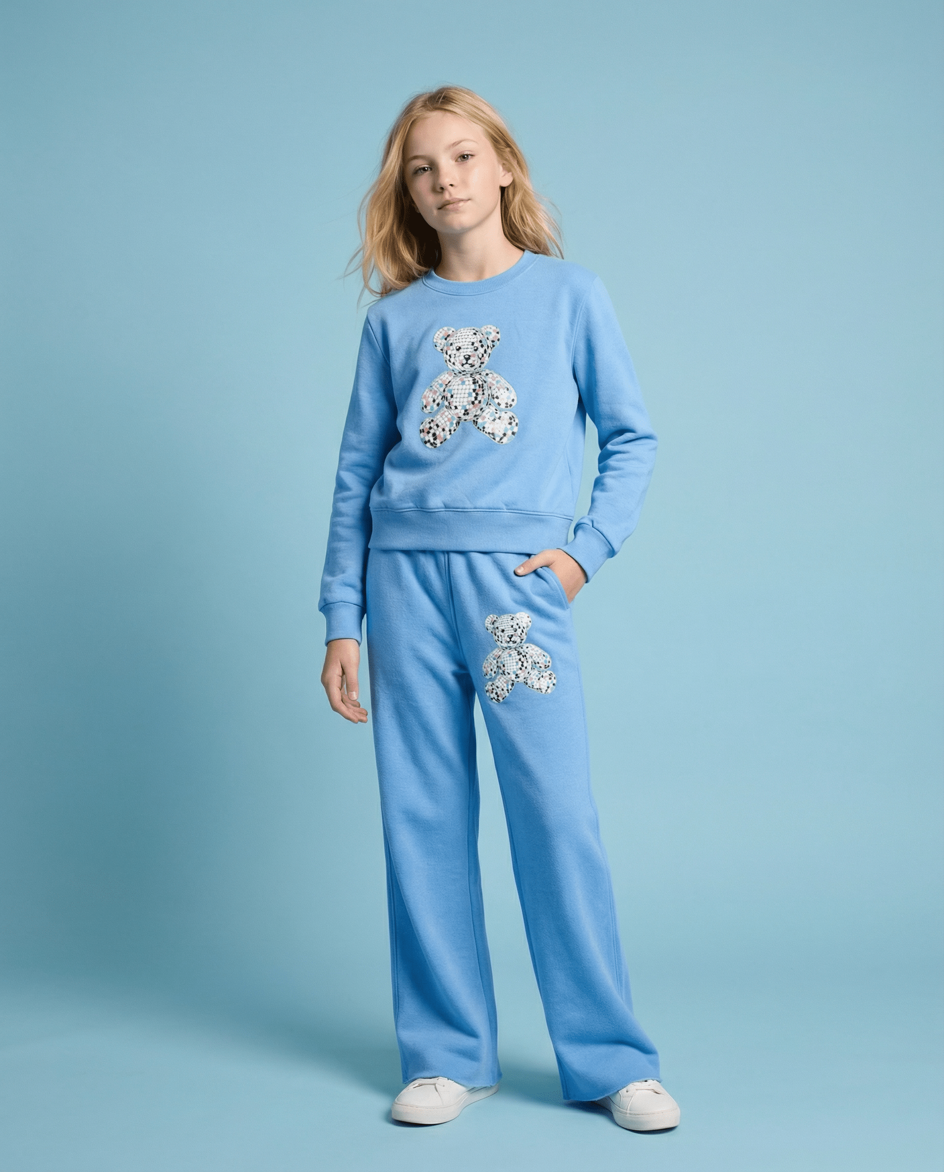 Firehouse Disco Bear Ice Blue Sweatpants - SoSo Dressed