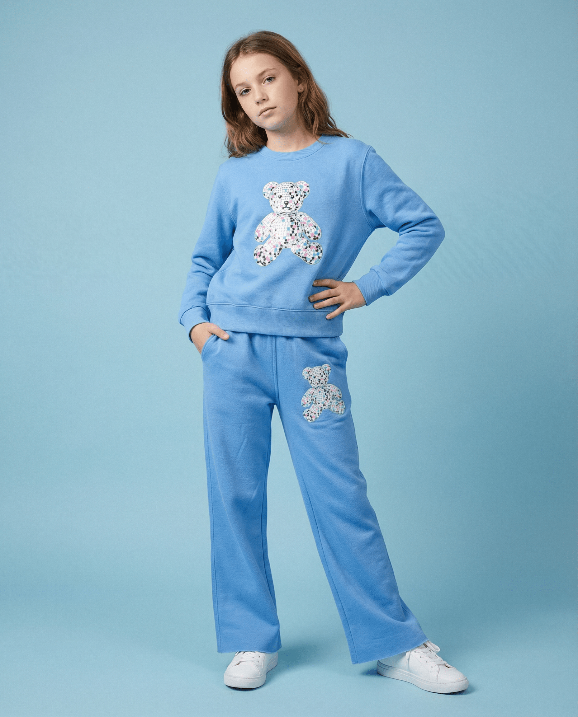 Firehouse Disco Bear Ice Blue Sweatpants - SoSo Dressed