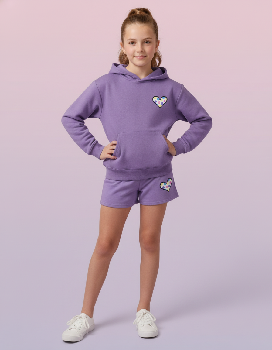 Hearts Toss Multi Hooded Long Sleeve Violet