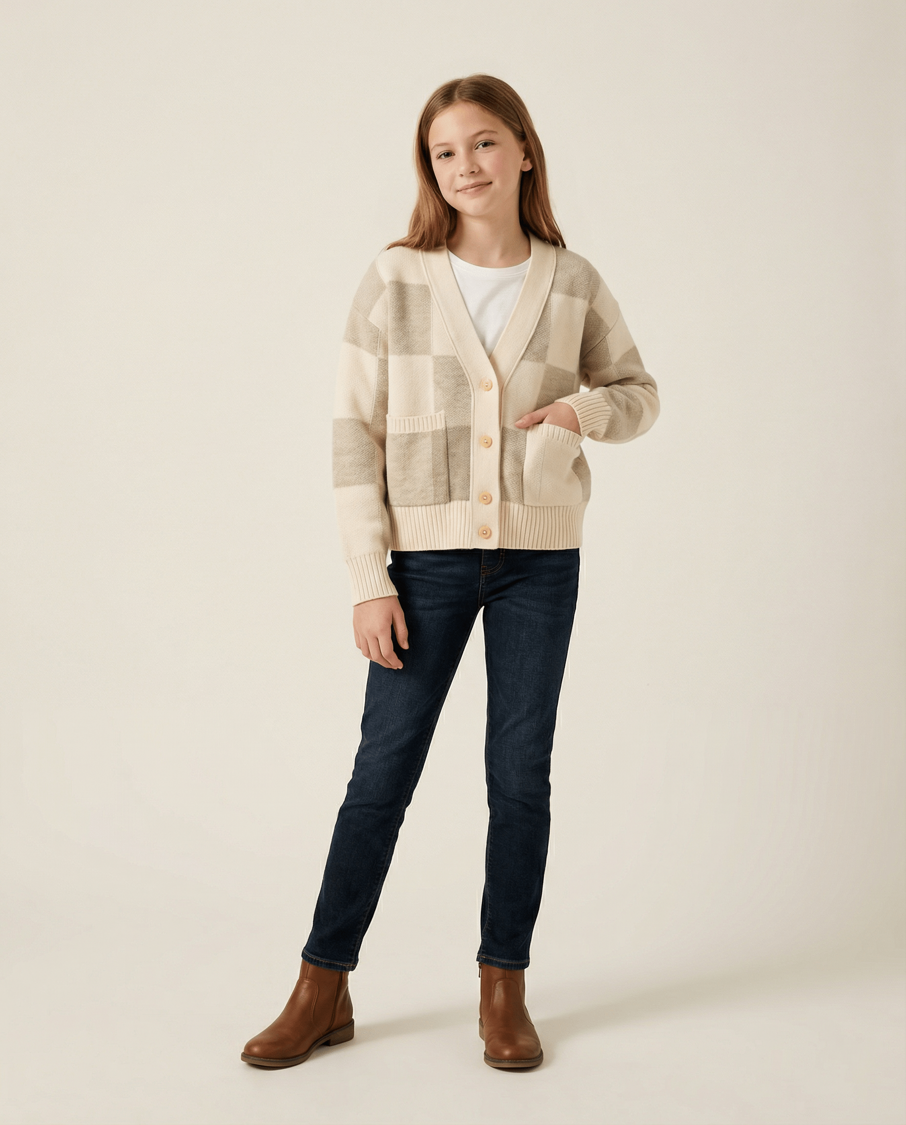 checkered_knit_cardigan_kids_ivory_oatmeal_flatlay